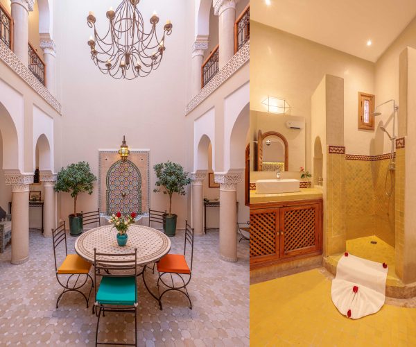 Patio interior de Dar Azal, riad auténtico en la medina de Marrakech ideal para parejas