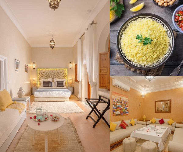 Traditional riad courtyard at Dar Azal, a hidden gem in Marrakech medina with authentic Moroccan decor